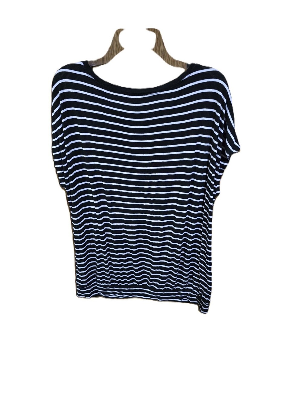 a.n.a. Black Pullover V-Neck White Stripes Stretchy Size PXL - Picture 3 of 3
